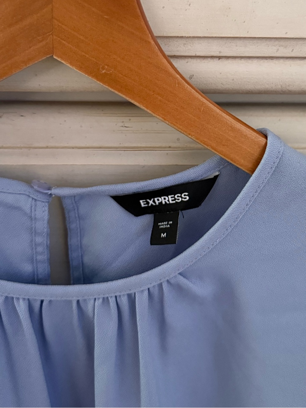 Express Sky Blue Boho Embroidered Eyelet Blouse Top - Picture 5 of 6